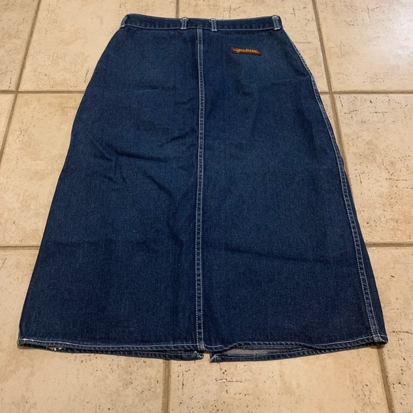 VINTAGE 90s VALINTINO Dark Wash Denim Maxi A-Line Skirt Front Slit - Picture 2 of 7